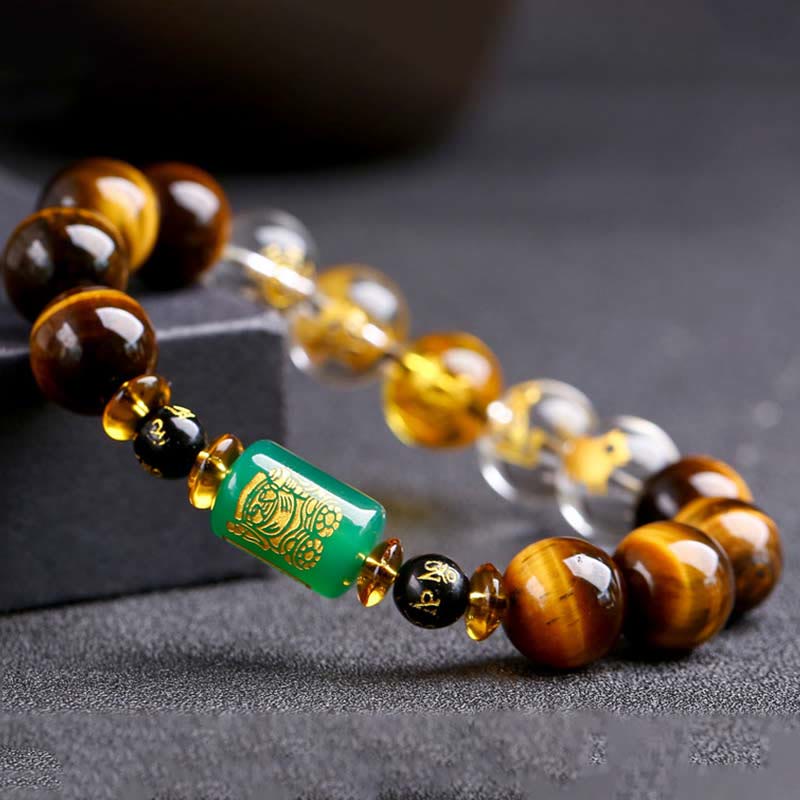 Buddha Stones十二支 タイガーアイ ホワイトクリスタル 勇気ブレスレット