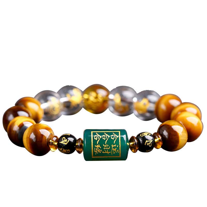 Buddha Stones十二支 タイガーアイ ホワイトクリスタル 勇気ブレスレット