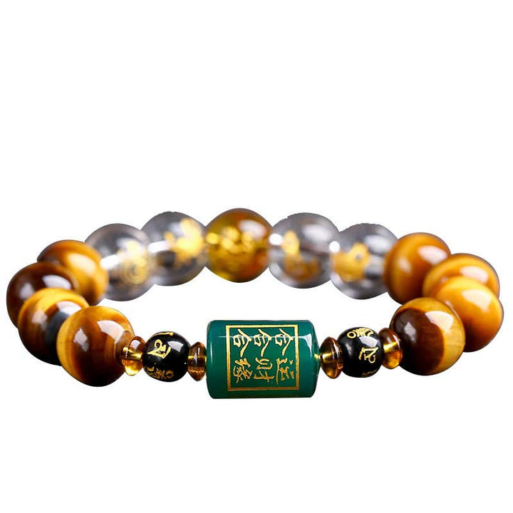 Buddha Stones十二支 タイガーアイ ホワイトクリスタル 勇気ブレスレット
