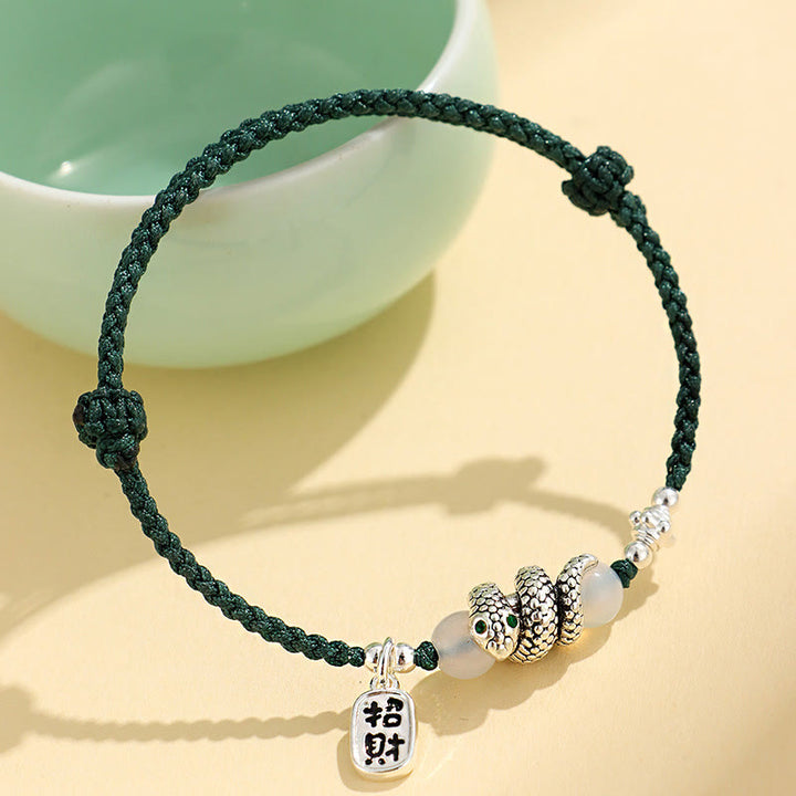 Buddha Stones福文字瑪瑙 蛇年 幸運のお守り 紐 幸運ブレスレット