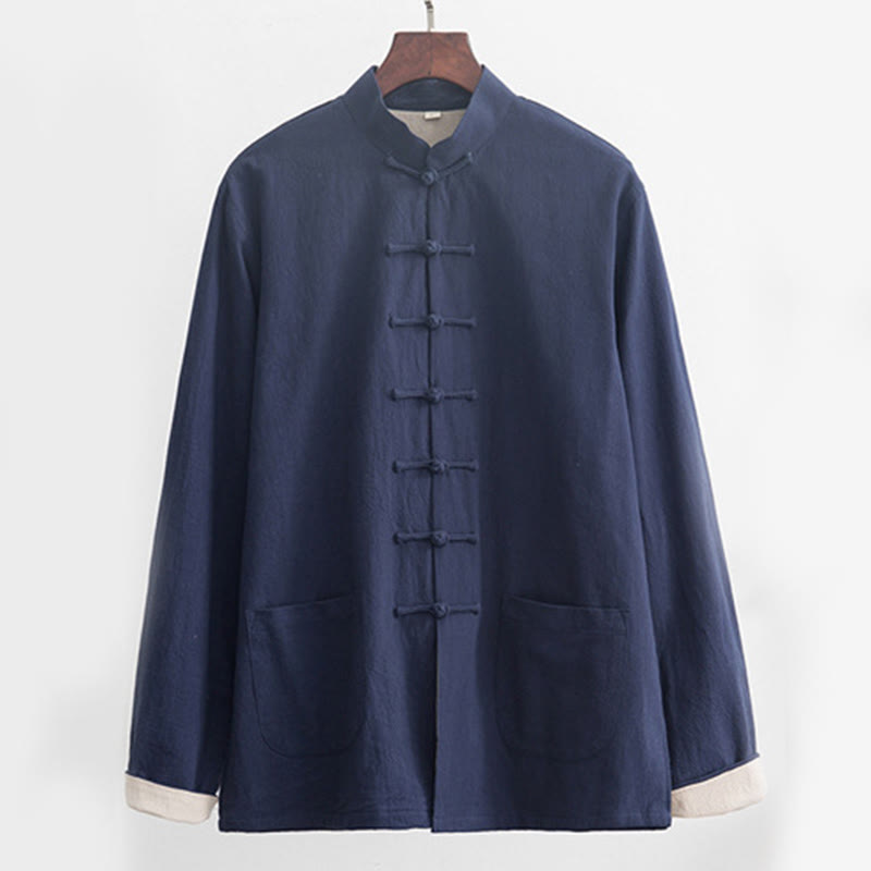 Buddha Stones 2点セット 禅唐装 メンズ リネン カエルボタン 長袖 シャツ パンツ セット - image 24