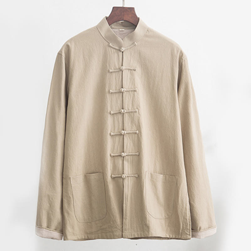 Buddha Stones 2点セット 禅唐装 メンズ リネン カエルボタン 長袖 シャツ パンツ セット - image 21