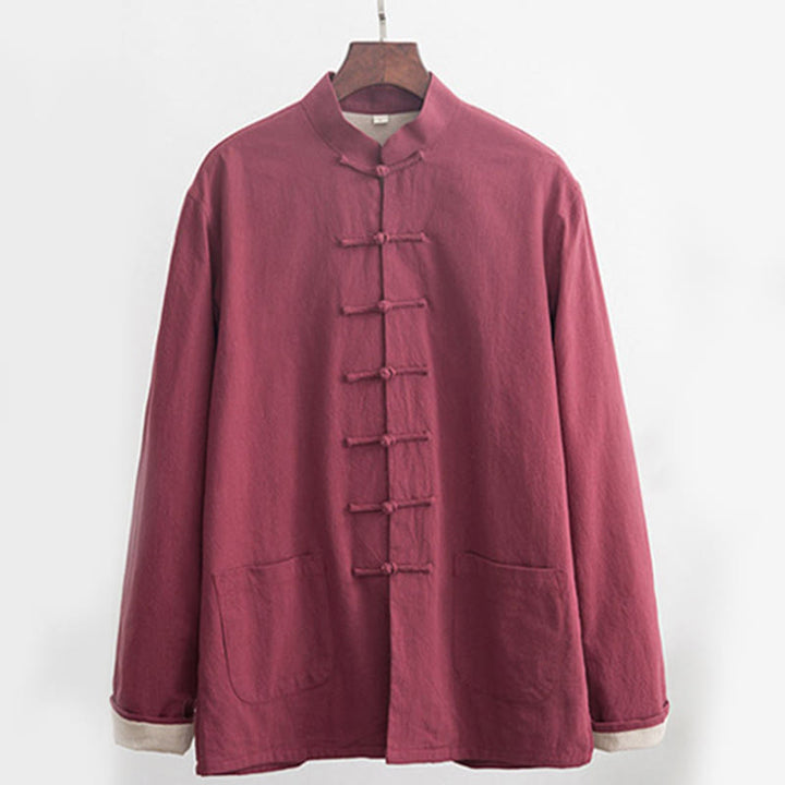 Buddha Stones 2点セット 禅唐装 メンズ リネン カエルボタン 長袖 シャツ パンツ セット - image 19