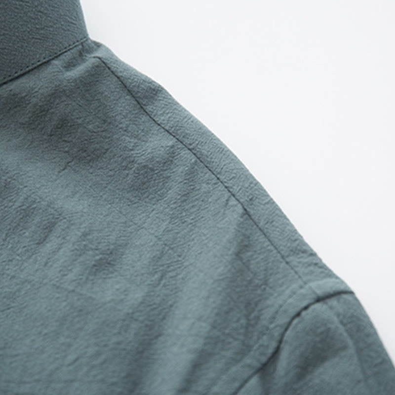 Buddha Stones 2点セット 禅唐装 メンズ リネン カエルボタン 長袖 シャツ パンツ セット - image 7