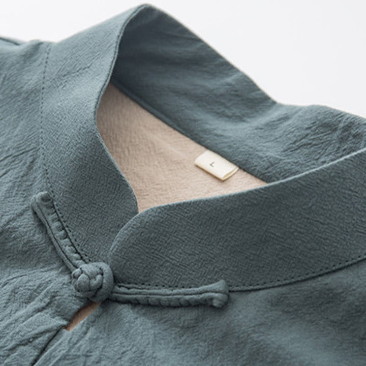 Buddha Stones 2点セット 禅唐装 メンズ リネン カエルボタン 長袖 シャツ パンツ セット - image 6