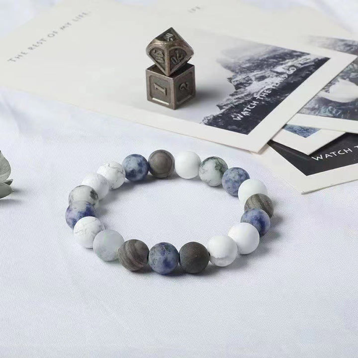 Buddha Stonesホワイトターコイズ ピカソジャスパー ブルースポットジャスパー リラクゼーションブレスレット