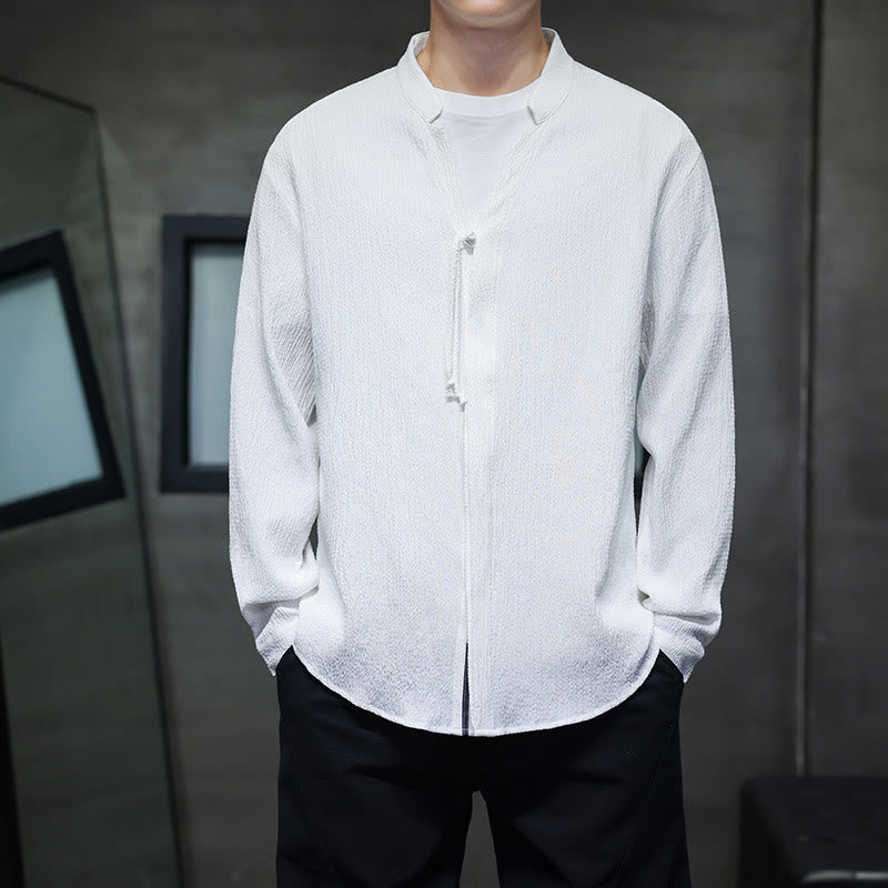 Buddha Stones秋 無地 メンズ ボタン 長袖 シャツ 衣類 - 白 - US/UK/AU46、 EU56 (5XL) - image 9