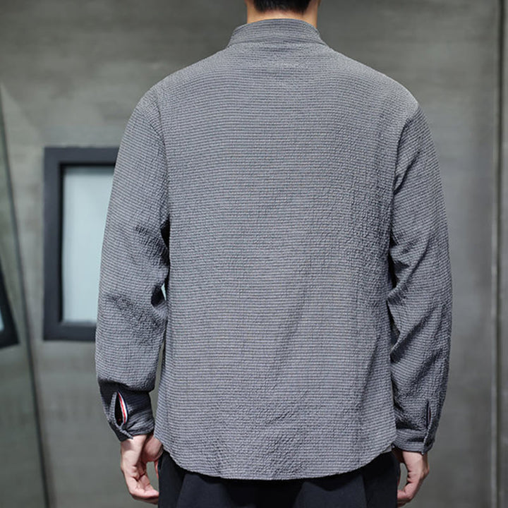 Buddha Stones秋 無地 メンズ ボタン 長袖 シャツ 衣類 - image 4