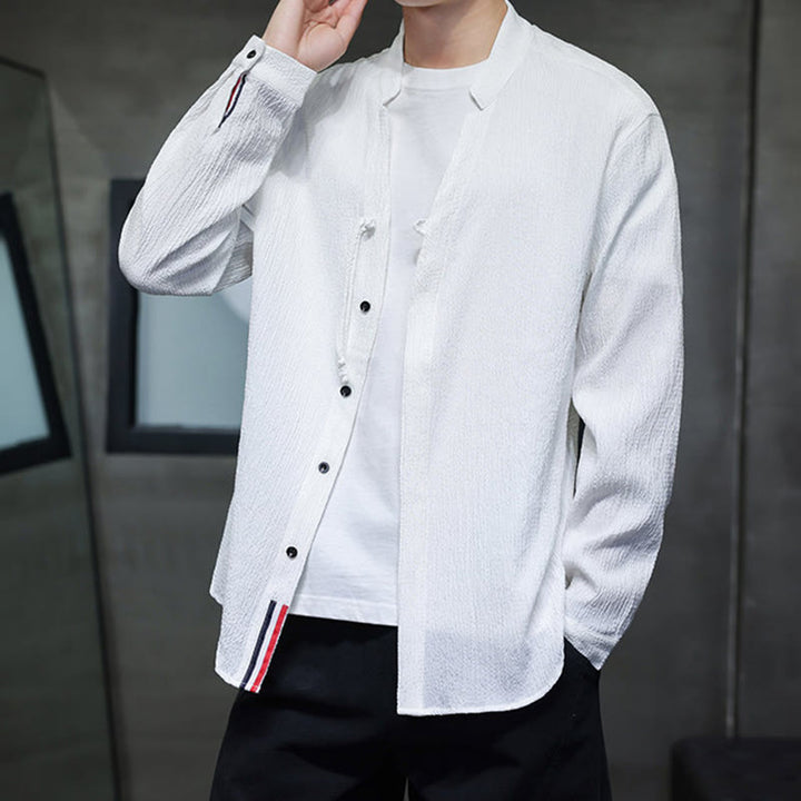 Buddha Stones秋 無地 メンズ ボタン 長袖 シャツ 衣類 - image 11