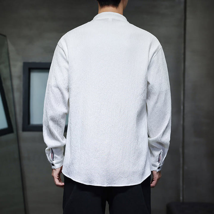 Buddha Stones秋 無地 メンズ ボタン 長袖 シャツ 衣類 - image 13