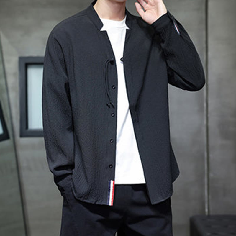 Buddha Stones秋 無地 メンズ ボタン 長袖 シャツ 衣類 - image 22