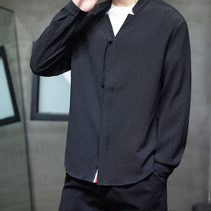 Buddha Stones秋 無地 メンズ ボタン 長袖 シャツ 衣類 - image 20