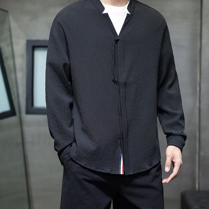 Buddha Stones秋 無地 メンズ ボタン 長袖 シャツ 衣類 - image 17