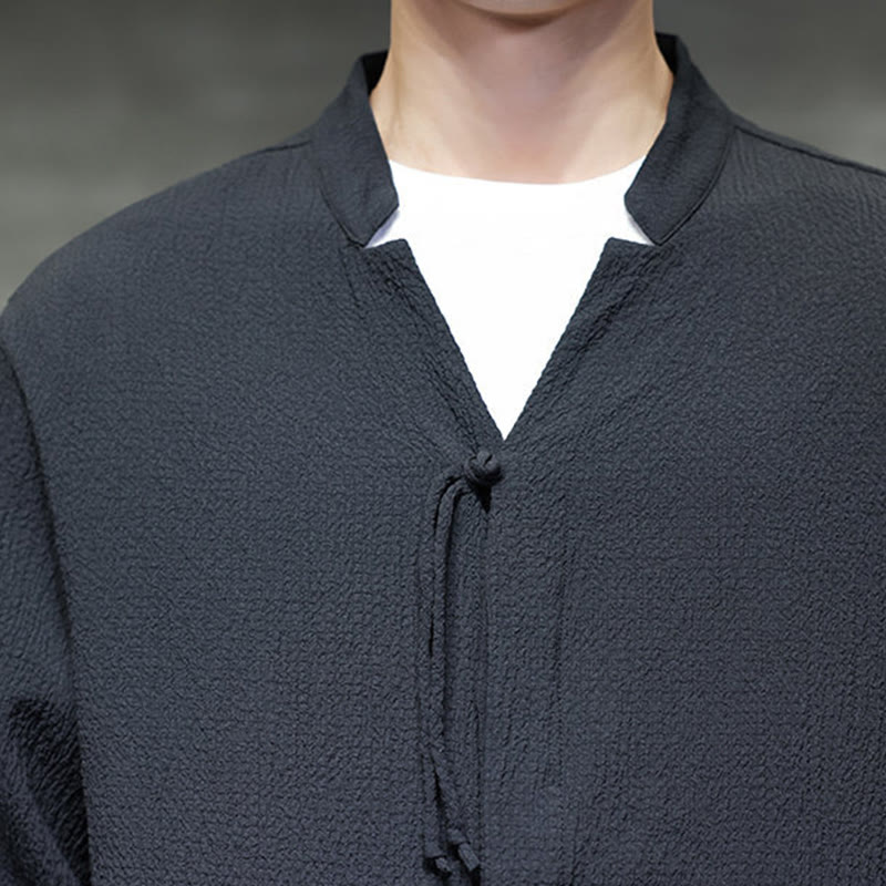 Buddha Stones秋 無地 メンズ ボタン 長袖 シャツ 衣類 - image 24