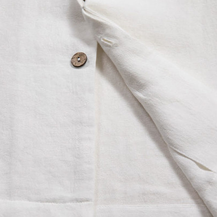 Buddha StonesVネック メンズ リネン 長袖シャツ 禅服 - image 7