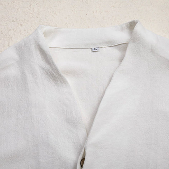 Buddha StonesVネック メンズ リネン 長袖シャツ 禅服 - image 6