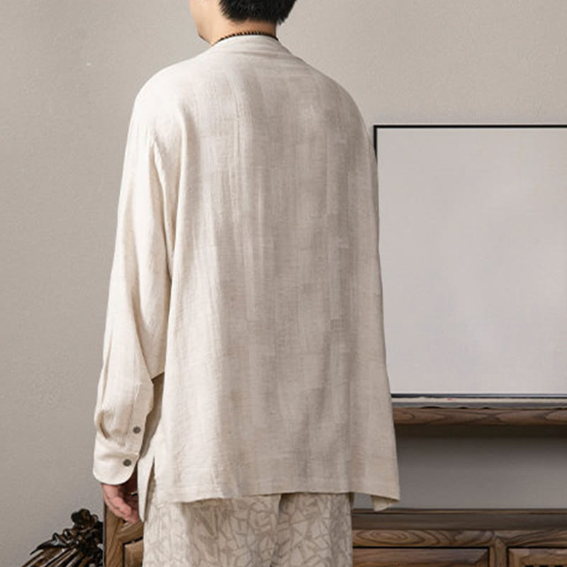 Buddha StonesVネック メンズ リネン 長袖シャツ 禅服 - image 13