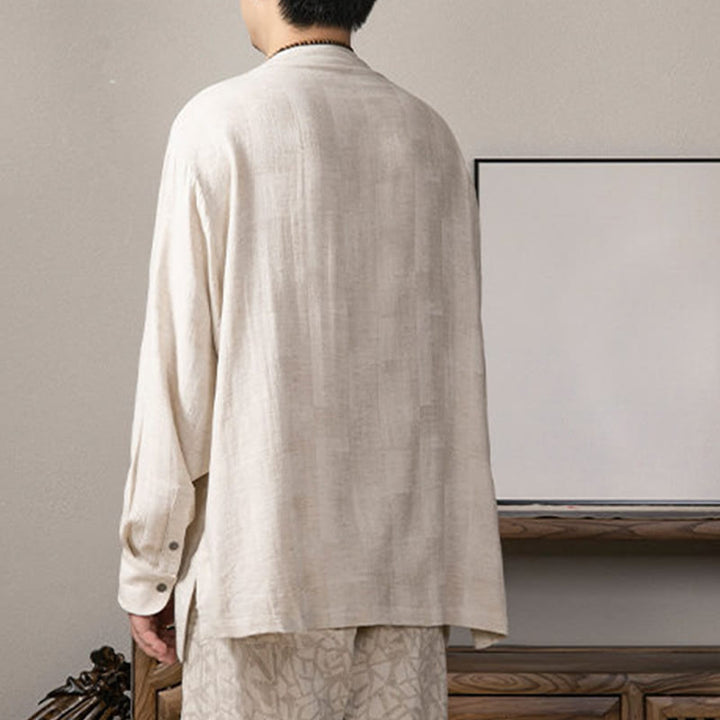 Buddha StonesVネック メンズ リネン 長袖シャツ 禅服 - image 13