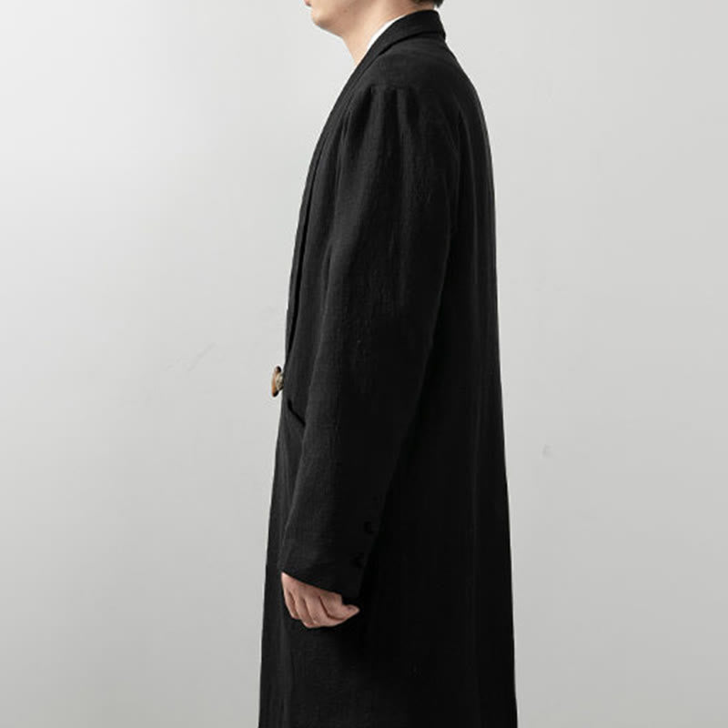Buddha Stones秋 シンプル コットン メンズ 長袖 ミドル丈 コート 服