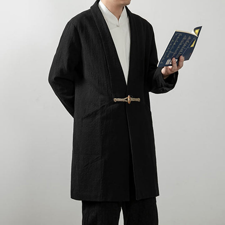 Buddha Stones秋 シンプル コットン メンズ 長袖 ミドル丈 コート 服
