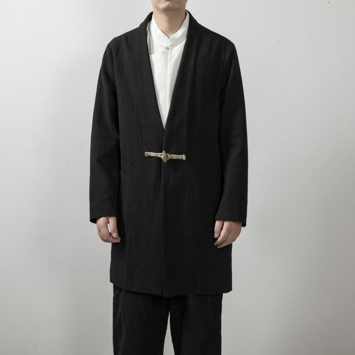 Buddha Stones秋 シンプル コットン メンズ 長袖 ミドル丈 コート 服