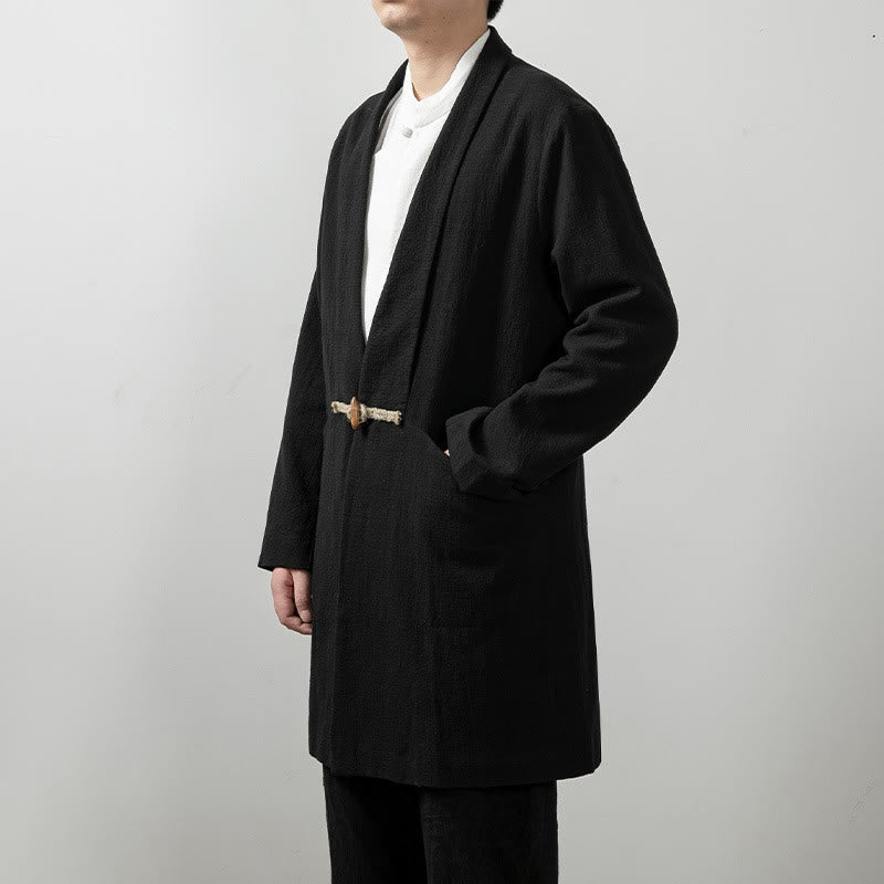 Buddha Stones秋 シンプル コットン メンズ 長袖 ミドル丈 コート 服 - image 2