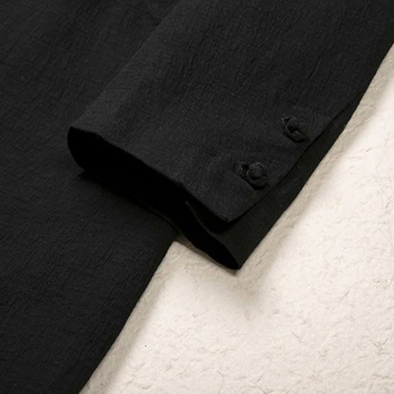 Buddha Stones秋 シンプル コットン メンズ 長袖 ミドル丈 コート 服 - image 9