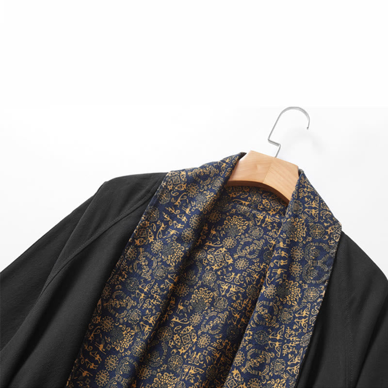 Buddha Stones秋冬 メンズ コットン ミドル丈コート 両面ジャケット - image 10