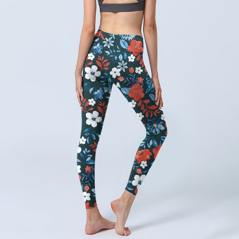 Buddha Stones赤 白 花 タンポポ プリント ジム フィットネス レギンス レディース ヨガパンツ - image 5