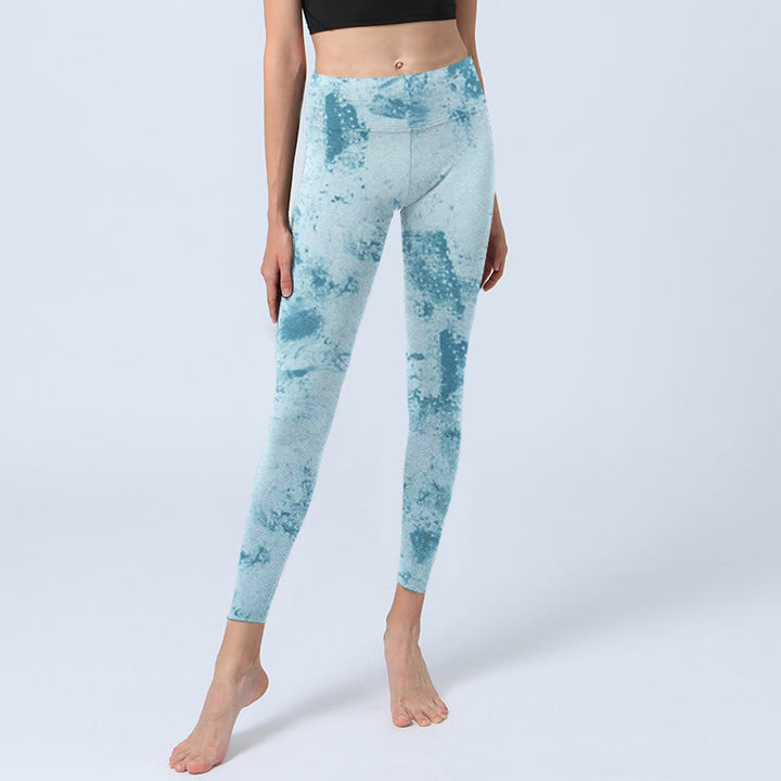 Buddha Stonesライトブルー タイダイプリント ジム フィットネス レギンス レディース ヨガパンツ - image 6