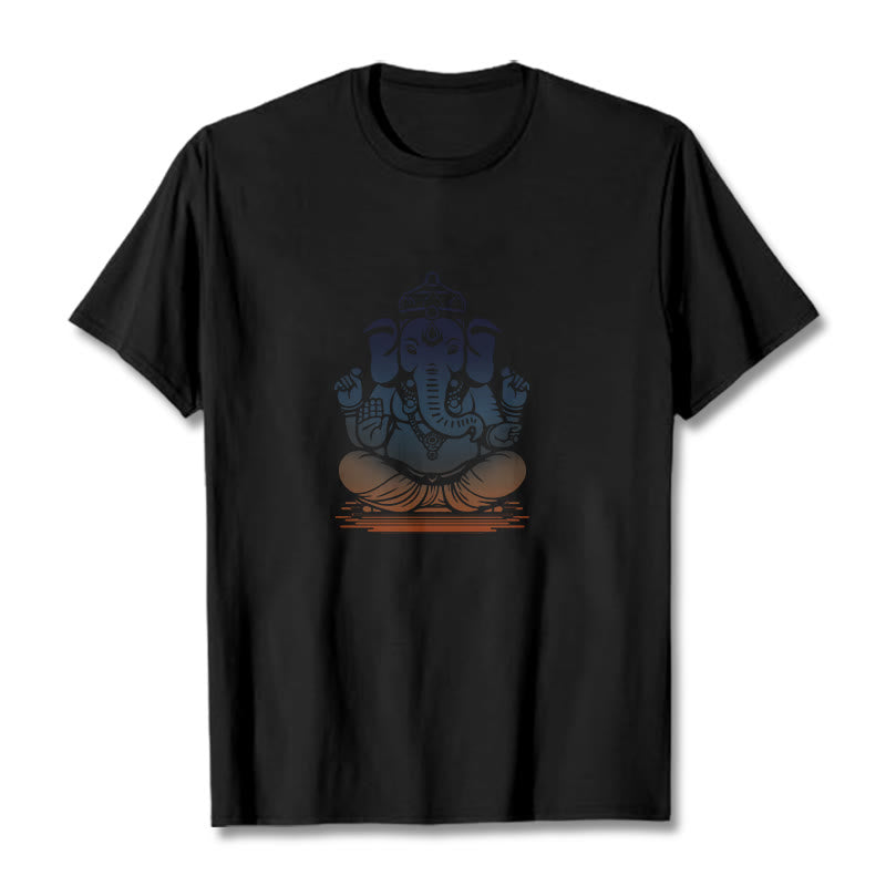 Buddha Stones瞑想ガネーシャ象柄Tシャツ - 黒 - 2XL - image 5