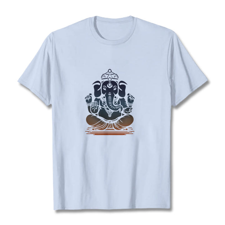 Buddha Stones瞑想ガネーシャ象柄Tシャツ - ライトシアン - 2XL - image 18