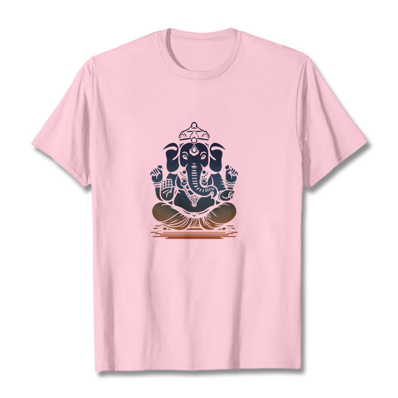 Buddha Stones瞑想ガネーシャ象柄Tシャツ - ライトピンク - 2XL - image 13