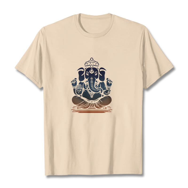 Buddha Stones瞑想ガネーシャ象柄Tシャツ - ビスク - 2XL - image 9