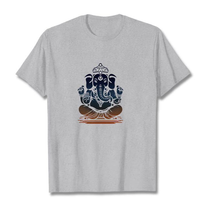 Buddha Stones瞑想ガネーシャ象柄Tシャツ - ライトグレー - 2XL - image 20