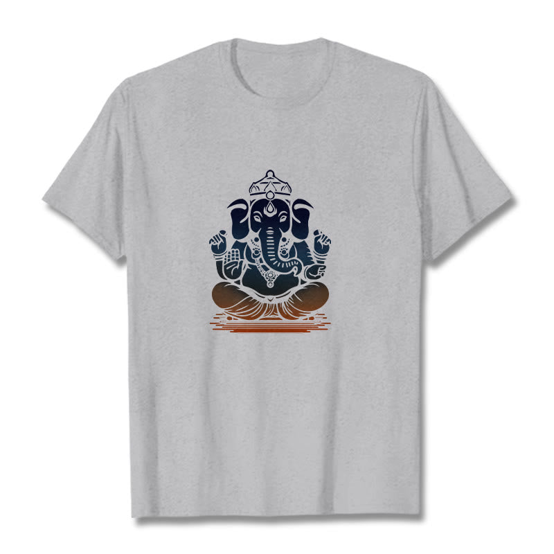 Buddha Stones瞑想ガネーシャ象柄Tシャツ - ライトグレー - 2XL - image 19