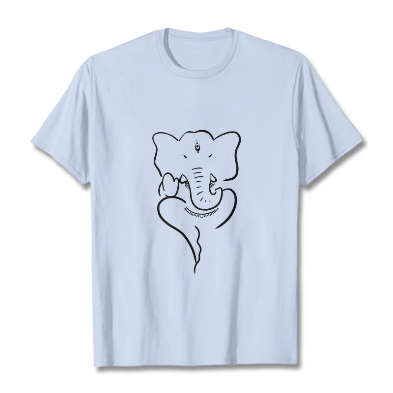 Buddha Stonesガネーシャ象スケッチ柄Tシャツ - ライトシアン - 2XL - image 18