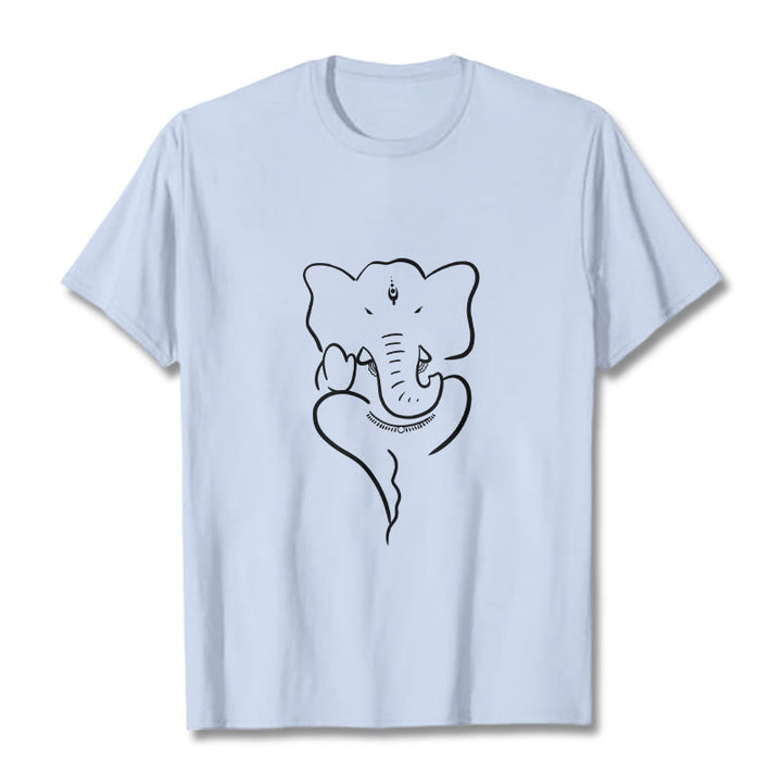 Buddha Stonesガネーシャ象スケッチ柄Tシャツ - ライトシアン - 2XL - image 18