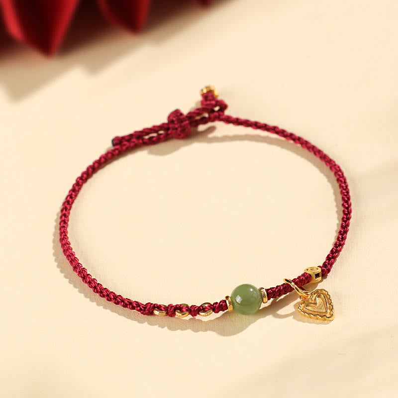 Buddha Stones 925スターリングシルバー 和田翡翠ビーズ 銅貨 ラブハートチャーム幸運ブレスレット - image 10