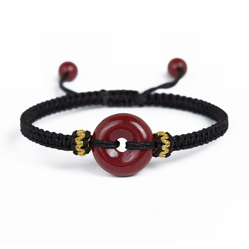 Buddha Stonesハンドメイドの辰砂ラウンドピースバックル集中編みブレスレット