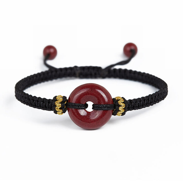 Buddha Stonesハンドメイドの辰砂ラウンドピースバックル集中編みブレスレット