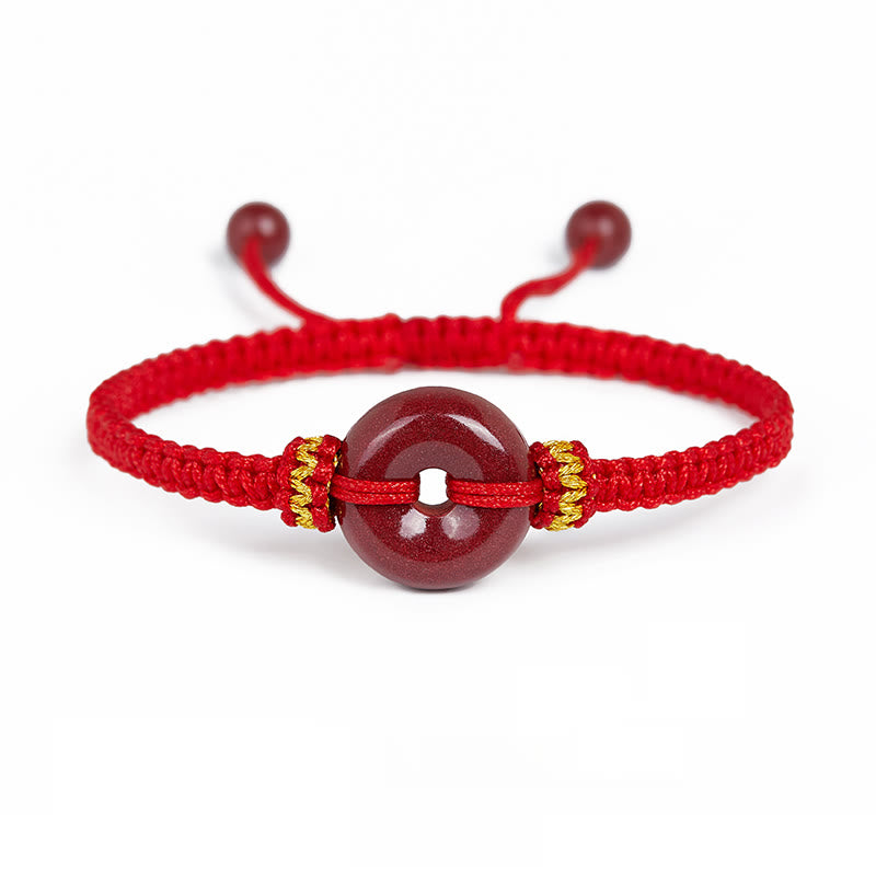Buddha Stonesハンドメイドの辰砂ラウンドピースバックル集中編みブレスレット
