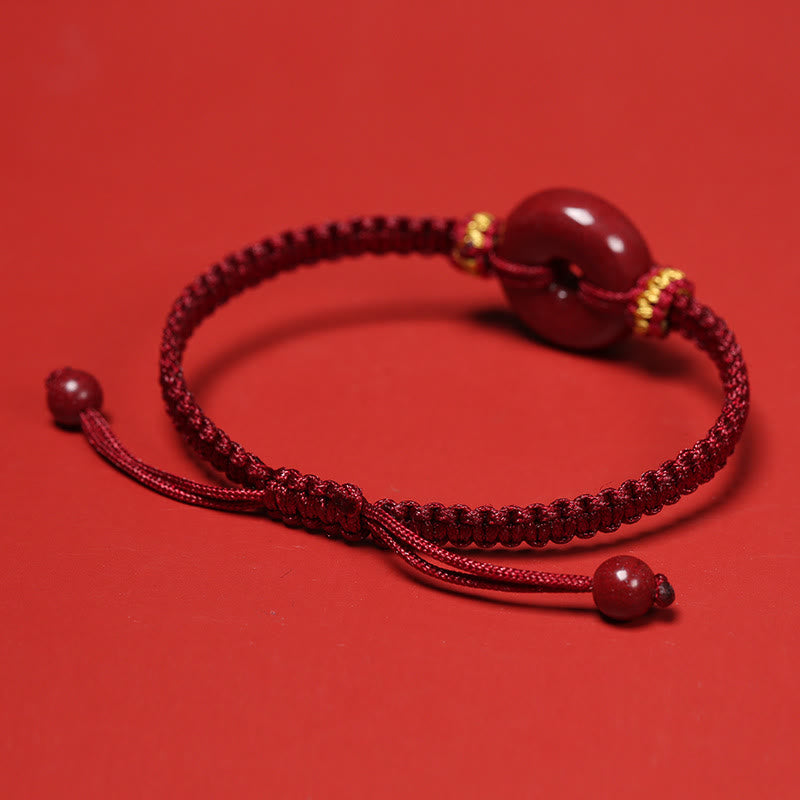 Buddha Stonesハンドメイドの辰砂ラウンドピースバックル集中編みブレスレット