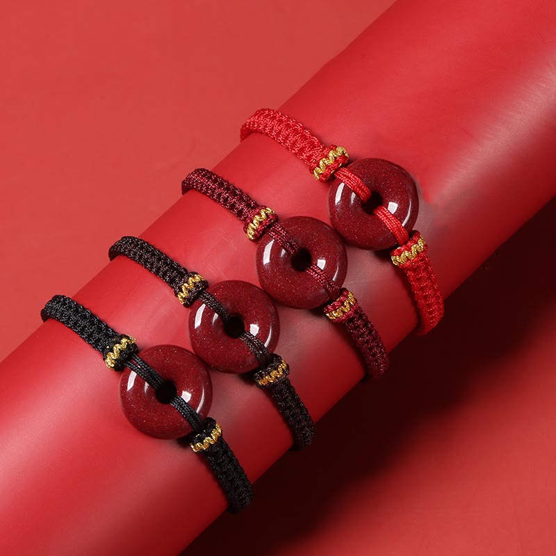Buddha Stonesハンドメイドの辰砂ラウンドピースバックル集中編みブレスレット
