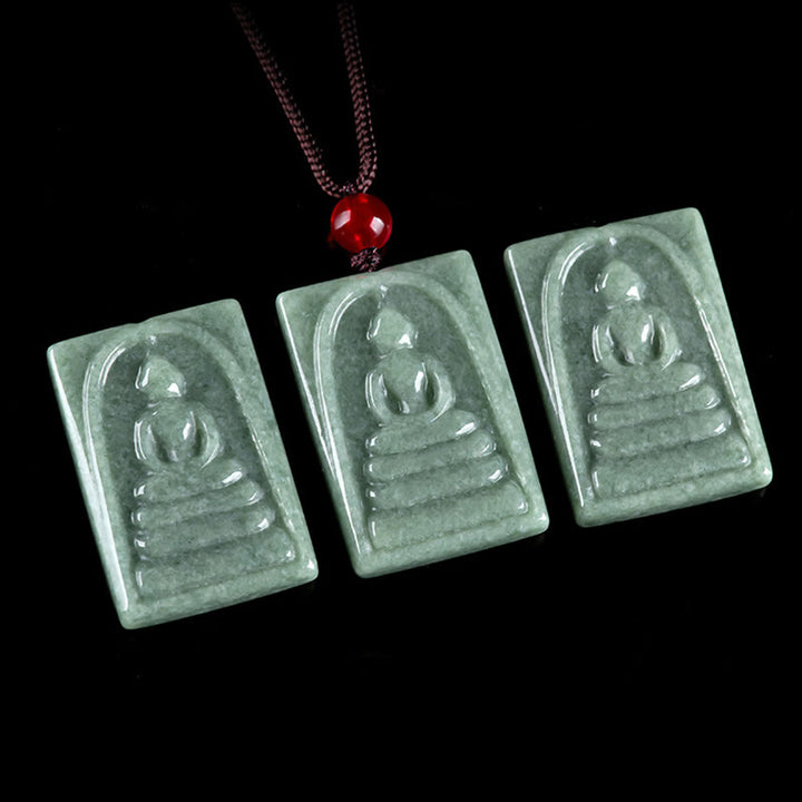 Buddha Stones無形の仏翡翠 四角 お守り 繁栄 紐 ネックレス ペンダント - image 8