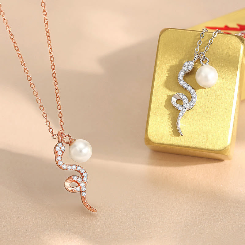 Buddha Stones925スターリングシルバー 真珠 蛇年 祝福 誠実 ネックレス ペンダント