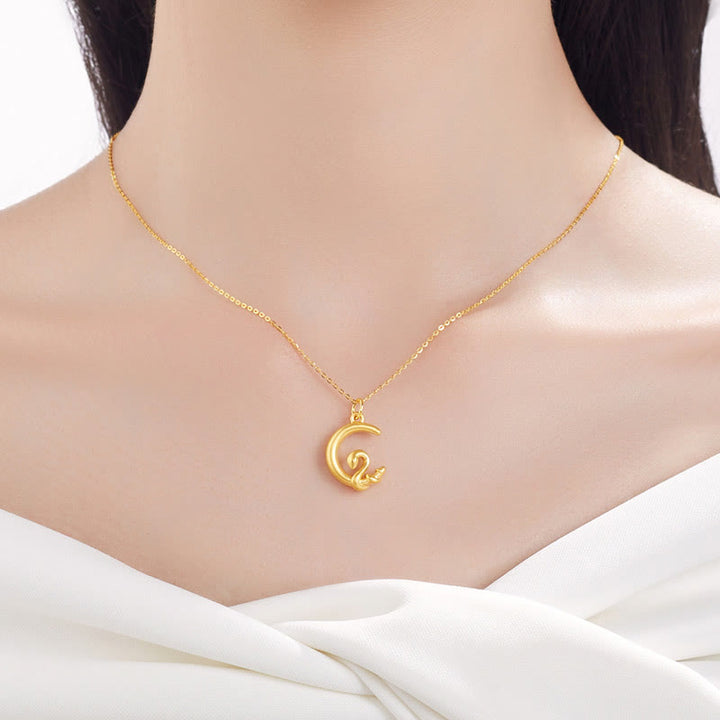 Buddha Stones999ゴールドムーン蛇年幸運ネックレスペンダント
