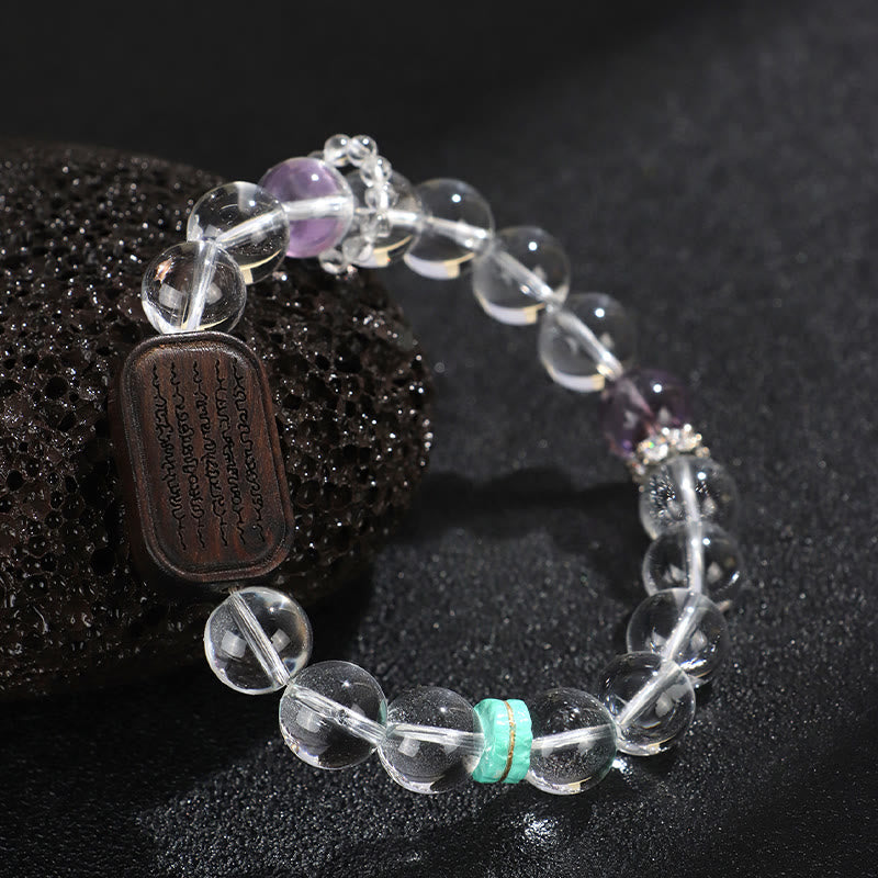 Buddha Stonesホワイトクリスタル 黒檀 サクヤント ザシ ラモ ヒーリングブレスレット