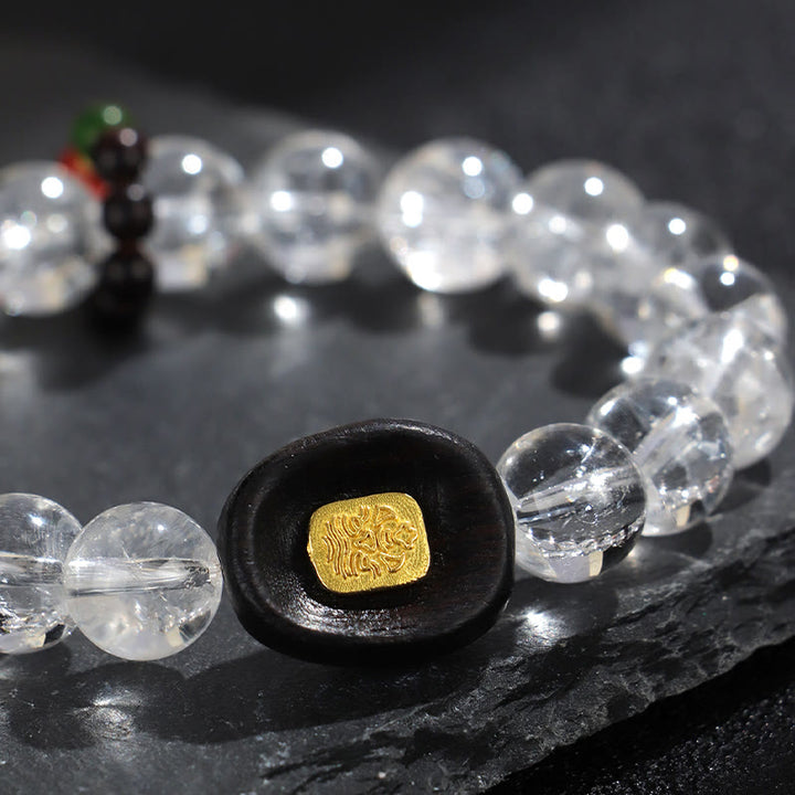 Buddha Stonesホワイトクリスタル 黒檀 サクヤント ザシ ラモ ヒーリングブレスレット