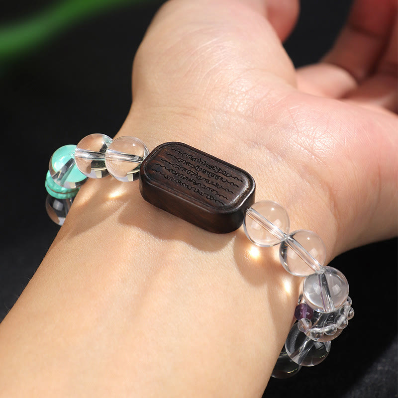 Buddha Stonesホワイトクリスタル 黒檀 サクヤント ザシ ラモ ヒーリングブレスレット
